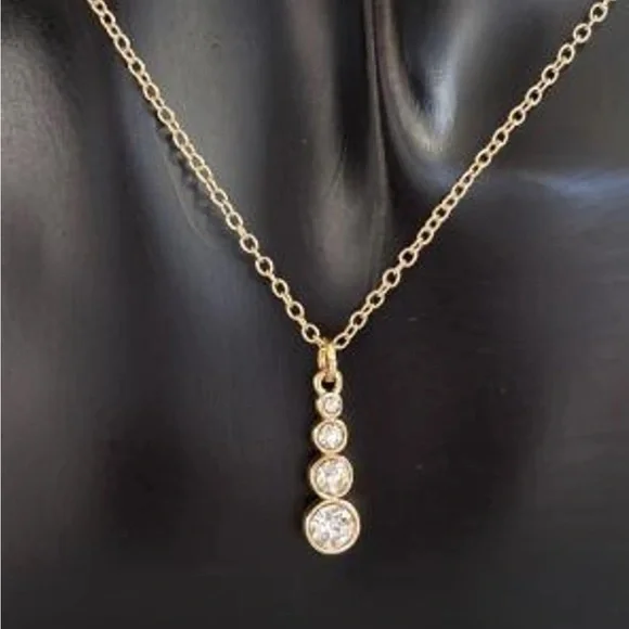 Swarovski Crystal Gold Tone 4 Stone Necklace - Picture 2 of 3